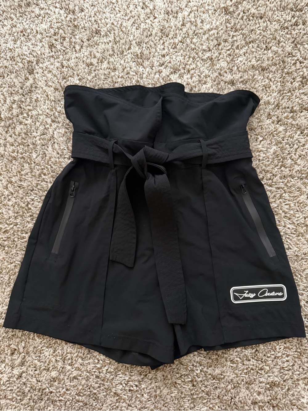 Juicy Couture Black Tie-Waist Shorts